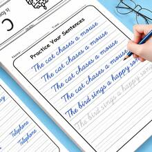 Cursive Handwriting Workbook, 32‑Page Cursive Writing Practice Book For Beginners, Words Sentence Tracing Exercise Book, Preschool Early Educational Toy, Kids Reading & Writing Learning Supplies - Red - View 3