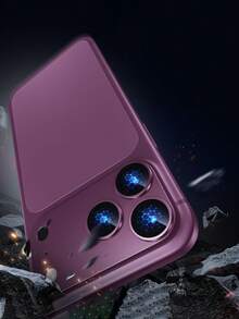 1pc Burgundy Full Coverage Anti-Scratch Anti-Fingerprint 9H Explosion-Proof Lens Protector, Aluminum Alloy Metal Frame + Tempered Glass Integrated Protective Armor, Phone Camera Accessory, Compatible With IPhone 18 Pro Max 18 Pro, Fits Phone Case, Fashion Gift For Men And Women, Essential For New Phone - Burgundy - View 5