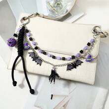 Halloween Series Multi-Color Square Chain Bat Pumpkin Bell Wizard Handmade Woven Rope Keychain Bag Pendant - Multicolor - View 1