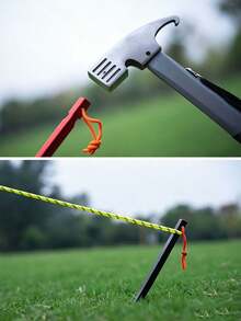 3PCS.6PCS. Triangular Aluminum Tent Stakes Set With Rope And Chain, Suitable For Camping - Multicolor - View 5