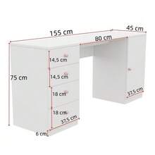 Desk Made Of Wood With 4 Drawers With Storage With Drawers White For Home Office And Study - White - View 5