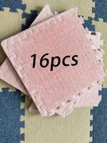 16pcs Set Solid Color Patchwork Mats, Decorative Bedroom Puzzle, Thickened Foam Floor Carpet Mat, Plush Material, Customizable Solid Color Patchwork Mats - Multi-color - View 11