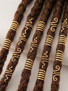 20pcs Alloy Braid Hair Clips, Snake-Shaped Personalized Braided Hair Rings, Irish Party Girls Accessories, Fairy Party Hair Clips - Gold - View 2