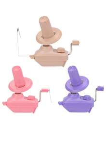1pc Manual Crank Yarn Winder | Sand, Pink, Purple - Fiber Winding Tool With Detachable Tassel Maker; Portable Design, Suitable For Home Textiles And Knitting Crafts; Plastic Material, No Electricity Required - Multicolor - View 6