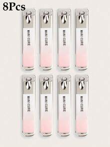 /32pcs/8pcs/1pc/ Classic Stainless Steel Nail Clippers, Silver Fingernail/Toenail Clipper Set, Sharp Blades, Portable Nail Clippers, Suitable For Nail Salons And Home Use, Nail Clipper Quantity, Wholesale Distribution - Pink - View 9
