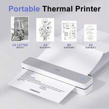HPRT MT610 A4 Portable Thermal Printer, Bluetooth A4 Paper Mini Printer, Suitable For Tattoo, Office, Home, Inkless High-Definition Printing - Multicolor - View 3