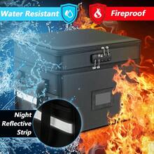 Fireproof Document Box With Lock, 2 Layer Collapsible Document Storage Box With 10pcs Suspension Files, Portable Office  File Storage With Reflective Strip For Legal Size(Not Dividers) - Two-layer-collapsible - View 3