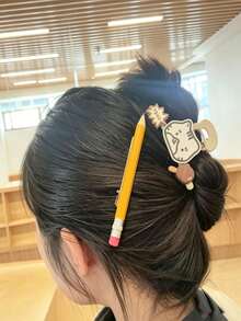 6pcs Pencil Hair Clips, Fun And Cute Crocodile Shaped Hair Clips, Suitable For Teachers, Students And Those Who Want To Create A Back To School Style (1/2/3/6pcs) - Multi-color - View 4
