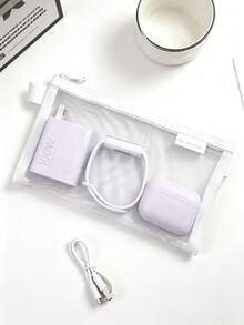 1 Set/6pcs Minimalist Transparent Mesh Storage Bag Set, Mesh Makeup Bag, Portable Coin Purse, Stationery Pencil Case, Zippered Travel Toiletry Bag, Suitable For Home Office Data Cable Storage Accessories, Portable Coin Purse For Outings, Can Store Cards, Keys And More - Multiple Styles - View 11