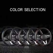 1pc All Seasons Leather Diamond Steering Wheel Cover Universal Fit For 14 .5-15 Inch Durable Leather Cover Anti-Slip Veins Design - Round - View 6