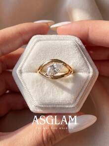 1pc Multi-Function Horse Eye Ring, Suitable For Girls' Daily Wear, Wedding Ceremony, Girlfriend Gift - Curved Eyelet - View 4