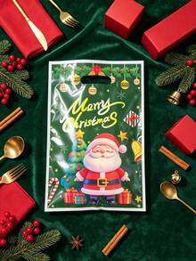 5/10/20pcs Christmas Gift Bags/Candy Bags - Snowflake Pattern & "Merry Christmas" Print Design, Suitable For Holiday Gift Packaging And Party Supplies - View 3
