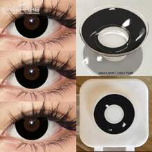 Eyeshare زوج واحد من عدسات الاتصال للتنكر باللون الأبيض للعيون، عدسات لعب الأدوار الأنمي، عدسات هالوين سوداء - قابل للتخلص سنوياً - مشاهدة 19