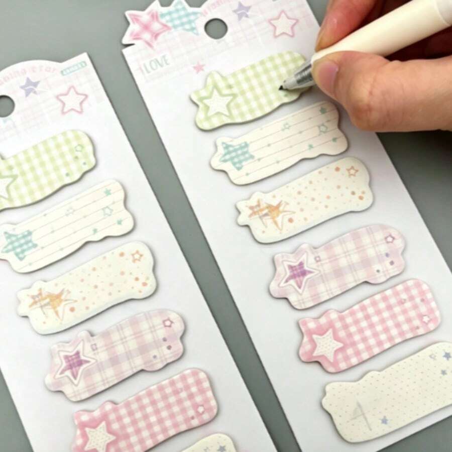 120pcs Cute Cat Shaped Index Tabs, Ins Style Highly Attractive Cartoon Memo Sticky Notes, Student Message Classification Index Stickers, Reusable - A - View 1