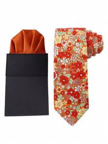 ZONFAZ Set Dasi Pria Motif Bunga 2 Buah & Sapu Tangan Saku Polos, Lembut & Ramah Kulit, Cocok Untuk Pernikahan, Pertemuan, Pesta - MultiWarna - View 10