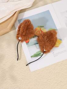 1pc Fashionable Autumn/Winter Plush Cat Ear Headband, Animal Ear Hair Accessory For Women Party Outfit - Multicolor - View 7
