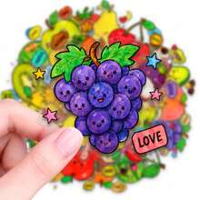 50pcs Cute Cartoon Anthropomorphic Fruit PET Stickers, Perfect For Scrapbooking, Journals, Laptops, Bumpers, Skateboards, Water Bottles, Computers, Phones And Other DIY Creative Graffiti Sticker Toys - Multicolor - View 6