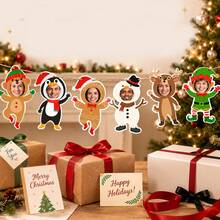 Custom Photo Christmas Banner, Personalized Christmas Party Decor, Cute Wall Hanging Garland, Customized Tree Ornament Accent, Customizable Living Room Decor Keepsake, Holiday Home Decor, Xmas Gift For Family Friends, Room Decor,Christmas Decorations - Style D - View 6