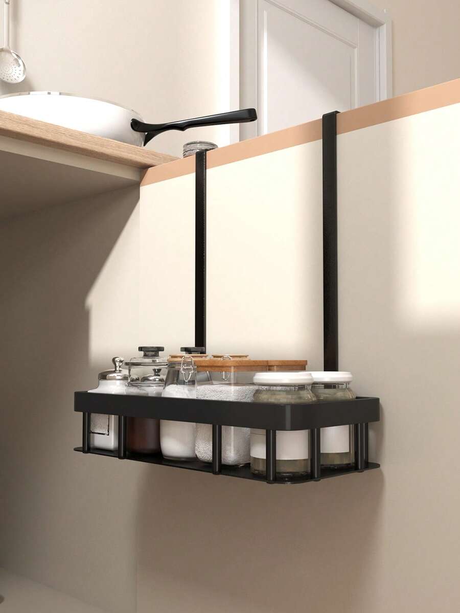 1pc Under Cabinet Hanging Storage Rack, Multi-Functional Storage Basket For Cabinet Door Inside And Outside, Suitable For Bathroom And Kitchen Storage And Organization, No Drilling Required, Door Hanging Basket Storage Rack - Storage Rack - View 1