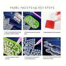 1pc New Pearl Painting Set, Pink Castle Shiny Theme, Pearl Material, Frameless Handmade Craft, Suitable For Bedroom Decor, Living Room Wall Art, Room Decoration, Perfect Gift For Friends And Family - A - View 5