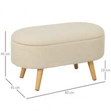 Teddy Fleece Storage Ottoman - White On-Site - Cream + Polyester - View 3