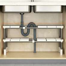 Kitchen Expandable Under Sink Organizer Rack, Cabinet Interior Tiered Shelf, Multi-Functional Pot & Pan Storage Rack - Multicolor - View 8