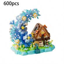 600pcs Mini Particle Building Blocks Flower Moon House, Cherry Blossom Windmill Forest Cottage Assembly Model, DIY Handmade Educational Puzzle Toy, Atmospheric Desktop Decoration Ornament, Stress Relief Leisure, Suitable For Holiday Gifts Home Decor Handmade Gift - Multicolor - View 9