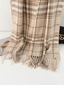 1pc Plaid Casual Polyester Scarf For Autumn/Winter - 1#Oatmeal - View 4