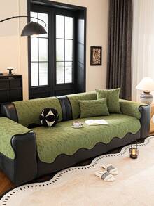1PC New Green French-Style Irregular Edge Chenille Sofa Cushion – Four-Season Non-Slip Sofa Protector Cover, Room Decorative Seat Pad, Pet-Friendly & Stain-Resistant, Machine Washable - Green - View 4