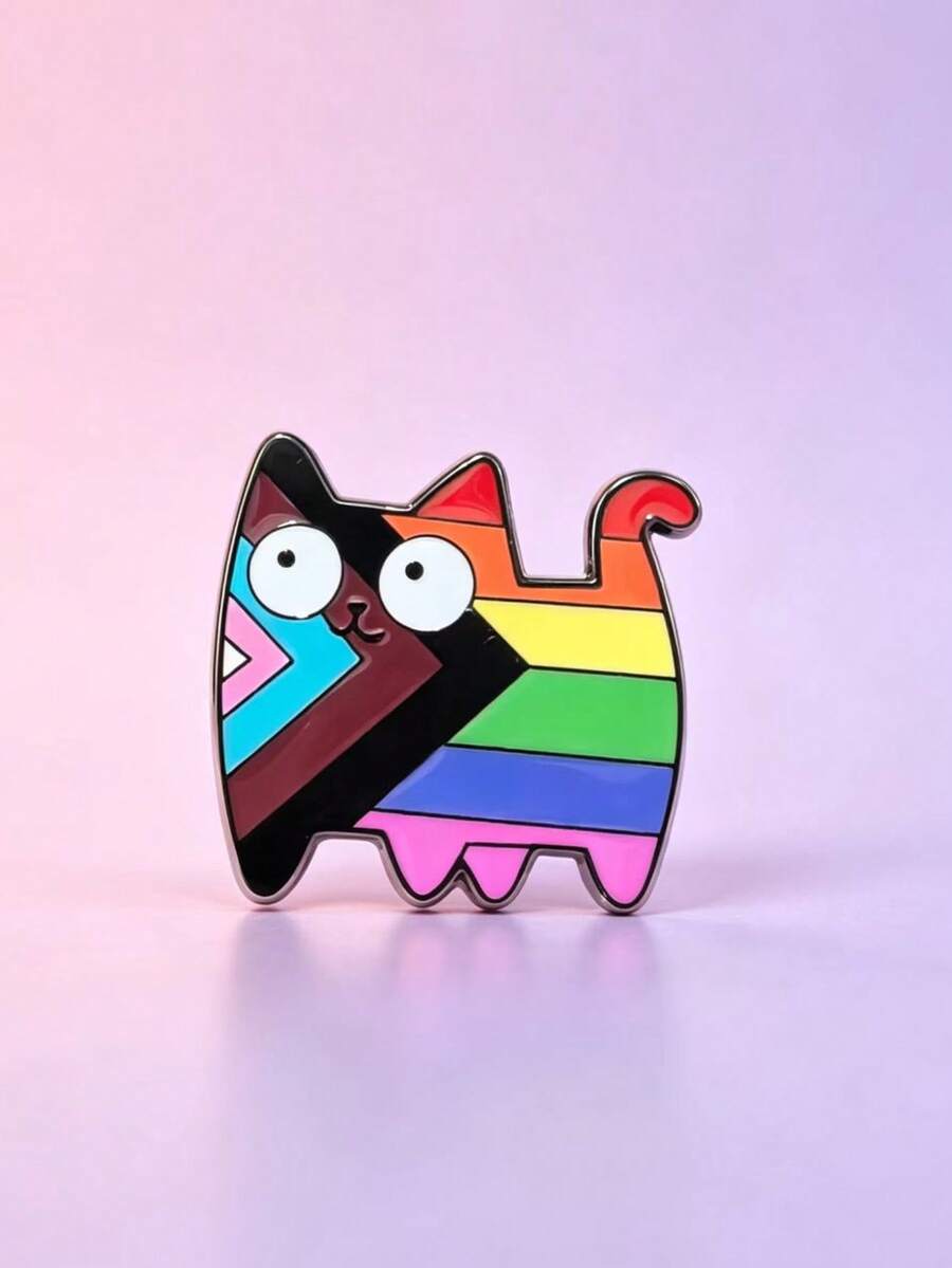 Cute Multicolor Cat Enamel Pin, Cartoon Kitty Lapel Brooch Badge For Backpacks Jackets Clothing Accessories Gift - Multicolor - View 1