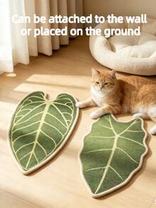 Plant-Based Sisal Cat Scratching Board, Wall-Mountable Leaf Design Home Decor Cat Scratching Board, Durable Scratch-Resistant No-Shed Sofa Cabinet Furniture Protector Pad, Cat Sleeping Mat - Velvet Alocasia - View 7