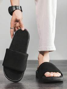 Men's Sandals, Comfortable Beach Slippers, Summer Men's Fashion Slippers, Indoor Home Slippers, Durable Soft Sandals - T075 Black - View 3
