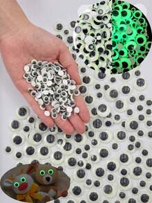 100pcs Glow-In-The-Dark Wiggle Eyes, Mixed Sizes, Self-Adhesive Plastic Movable Toy Eyes, Fluorescent Clay Craft Accessories, Easy-To-Use Handmade Parts, Practical Art DIY Supplies, Popular Seasonal Components, Suitable For Scrapbooking, Card Making, Holiday Creative Decoration Projects - Multicolor - View 2