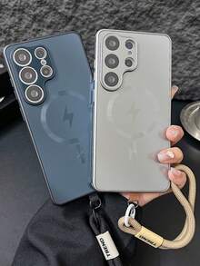 新款奢華超薄手機殼，具備散熱功能與強大磁吸力，適用 Galaxy S26/25 Ultra、S26/25 Plus、S2625、S25 Edge，相容 iPhone 18 Pro Max、17 Pro、16、15 Pro Plus，防震防摔保護，玻璃鏡頭保護防震保護殼 - 灰色附掛繩 - 查看 5