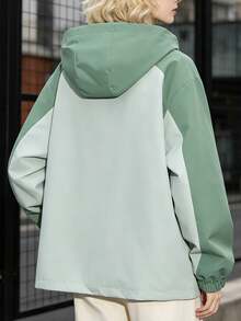 Women's Spring/Autumn Outdoor Casual Hooded Jacket - Mint Green - View 2