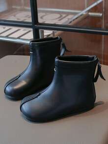 Sepatu Bot Pendek Anak Perempuan dengan Sol Lembut, Nyaman, dan Resleting Belakang, Sepatu Bot Kasual Retro Anti Selip untuk Anak-Anak - Hitam - View 6