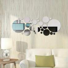 32pcs Round Mirror Wall Stickers, Acrylic Wall Decor With Mirror Effect, Unique Room Decoration Style, Suitable For Bedroom Vanity, Decorative Wall Mirror And Bathroom Decor - AAA - View 6