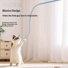 Silicone Mouse Tail Cat Teaser Wand, Interactive Cat Play Toy, Flexible Training Toy For Indoor Cats, Pet Entertainment Accessory, 2 Colors Available - View 4