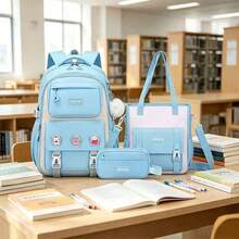 1 Set Girl Style Large Capacity Backpack 3 Pieces Set: Backpack + Tutoring Bag + Pencil Case School Bag - Sets - View 1