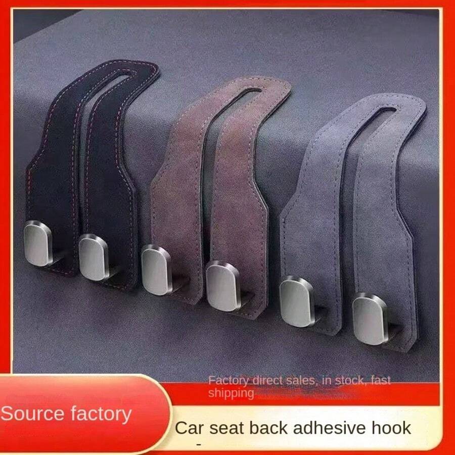 Car Hook, Suede Wrapped Metal Hidden Multi-Function Back Seat Hook, Car Interior Decorative Hook