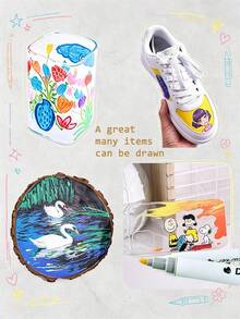 18/24/36 Colors Dual-Tip Multi-Purpose Acrylic Markers, Smooth Flow, Vibrant Colors, Quick-Drying, Suitable For Students, Children Painting, DIY, Greeting Cards, Holiday Gifts, Doodling, Coloring, Anime Design, Oil-Based Markers - Multicolor - View 5