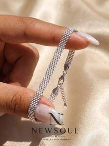 1pc S925 Sterling Silver Fashion Ribbon Bracelet, Delicate Women's Jewelry Accessory; Suitable For Attending Balls, Parties Or Dates, Also Perfect For Celebrating Holidays - Ribbon Bracelet - View 1