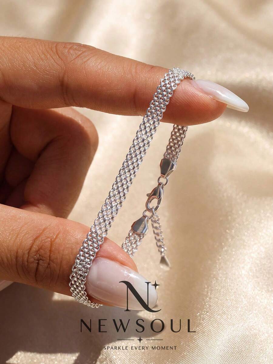 1pc S925 Sterling Silver Fashion Ribbon Bracelet, Delicate Women's Jewelry Accessory; Suitable For Attending Balls, Parties Or Dates, Also Perfect For Celebrating Holidays - Ribbon Bracelet - View 1