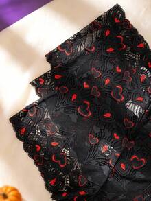 3pcs/Pack Women's Plus Size Sexy Lace Heart Breathable Comfortable Boxer Briefs, Dual Color - Black - View 5