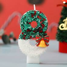 1pc Number 0‑9 Cake Candles,Christmas Bell Design Candle,Cute DIY Holiday Cake Topper,Festive Wish Candle For Birthday,Christmas Party Dessert Decor - Multicolor - View 12