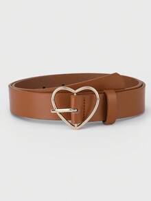 1pc Gold Heart Buckle Belt For Boys, Girls, Teens - Black - View 3