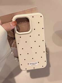 1pc Dopamine Colorful Soft Minimalist Autumn/Winter INS Korean Style Polka Dot Personalized Anti-Drop TPU Fashion Soft Shell Phone Case Compatible With Apple 18/17/16/15/14/13/12 Series - White - View 2