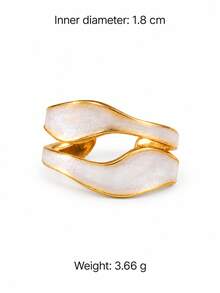 5pcs Women's Gold & White Pearlescent Ring Set, Heart, Round, Wave & Asymmetrical Geometric Open Rings, Luxury Vintage Versatile Jewelry, Suitable For Daily Commute, Dating, Party & Holiday Gift - Gold - View 10