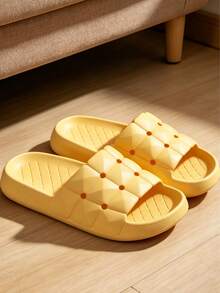 Fashionable Breathable Non-Stuffy Sole Quiet Wear-Resistant Comfortable Lightweight Home Slippers For Women, Essential For Home, Apartment, Office, Outdoor, Hiking And More - Yellow - View 4