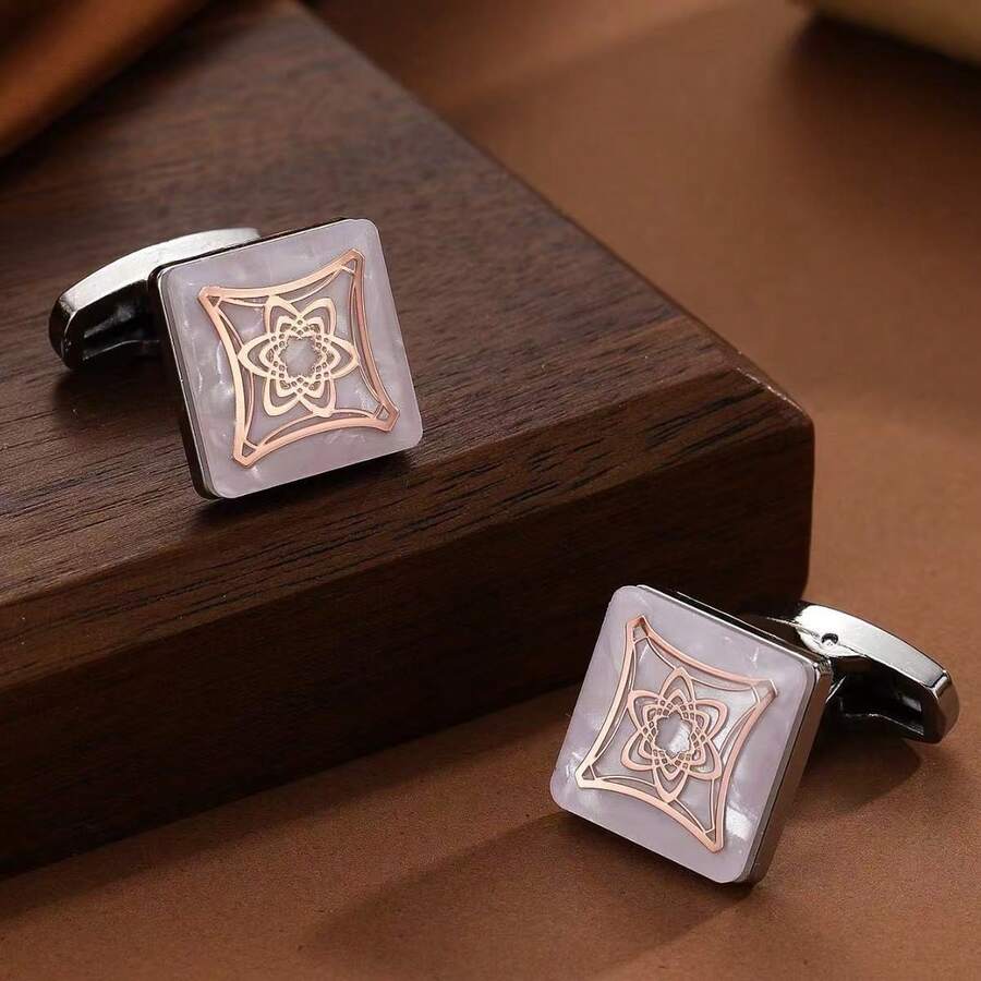Ready Stock New High-End Custom Purple Metal Alloy Cufflinks, Men's French Shirt Cufflinks With Geometric Pattern And Artificial Crystal - Silver - View 1